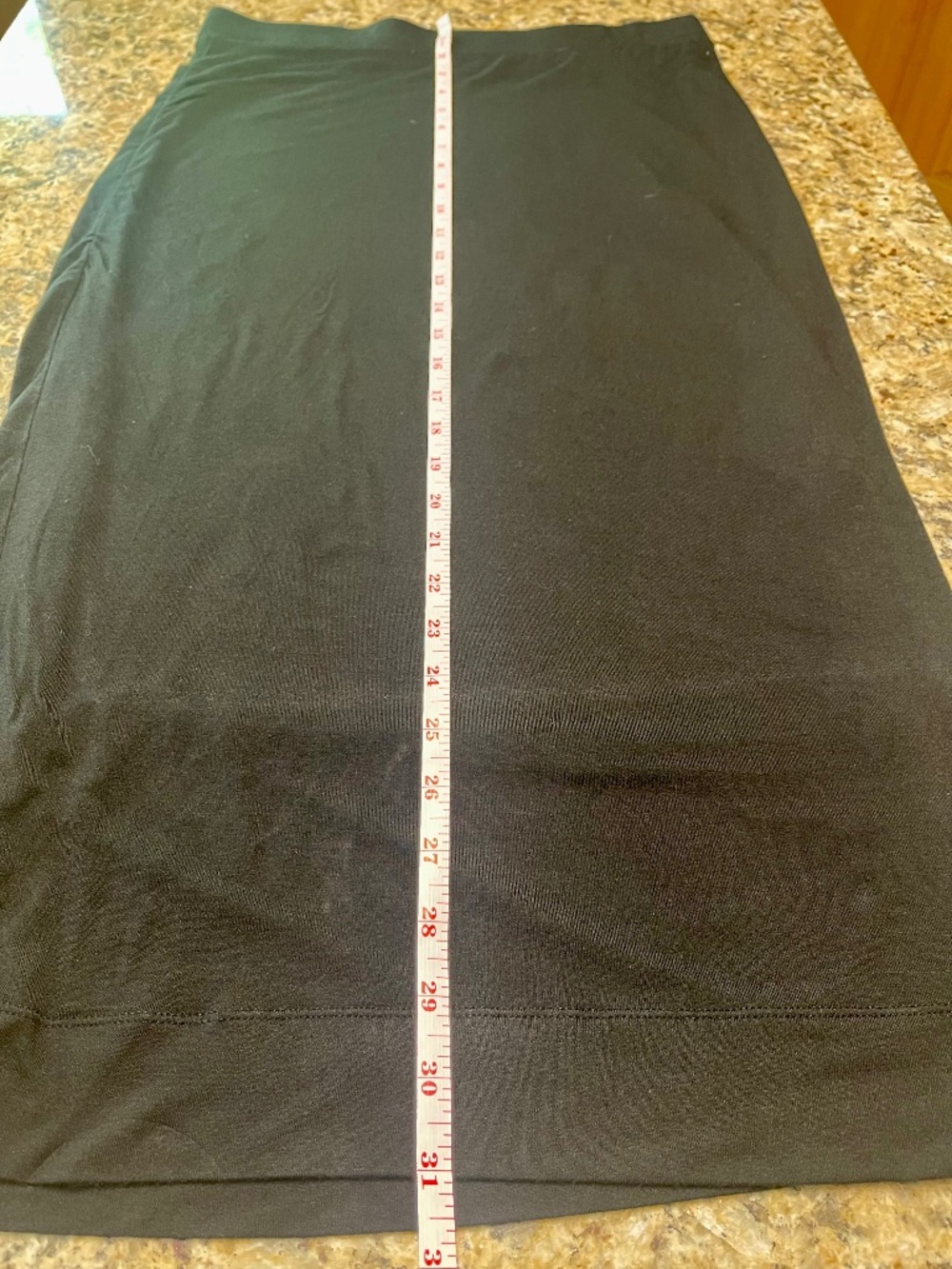 Banana Republic Black Midi Column Skirt Ruched Side Knit Stretch Lined M